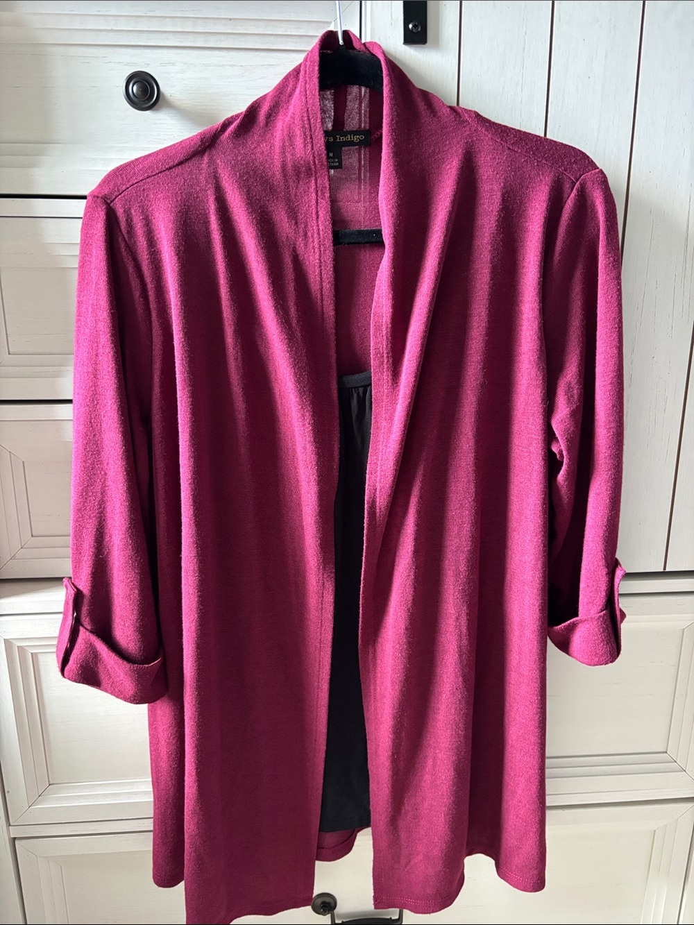 Always Indigo Women'sOpen Cardigan Berry /Black Tank